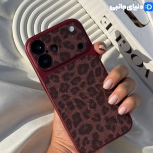 قاب گوشی لنز پلنگی اکلیلی Burgundy