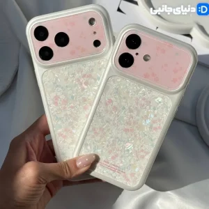 قاب گوشی دخترانه طرح لنز یخی گلدار صورتی
