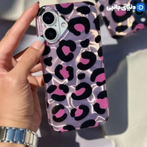 قاب گوشی دخترانه پلنگي صورتي واتر افكت