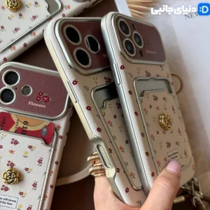 کاور آیفون جاکارتی دار طرح رز چرمی کد D1064 | دنیای جانبی